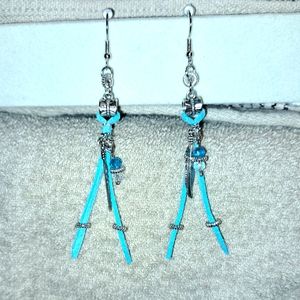 ☆Price Drop ☆   Silver & Teal Earrings - handmade NWOT